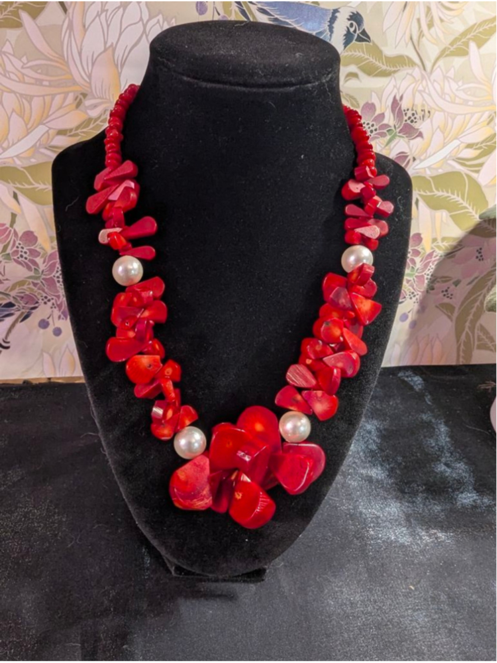 Women's Unbranded Red Coral & Pearl Necklace, One Size